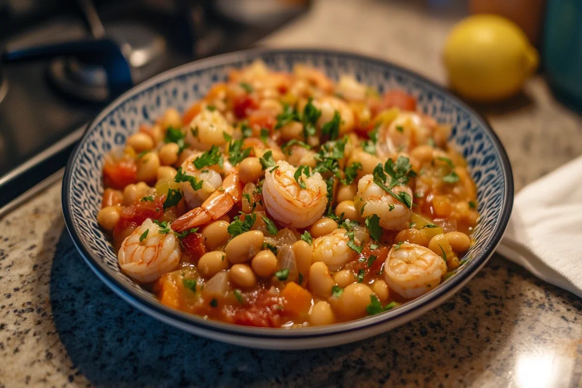 lemony shrimp and bean stew