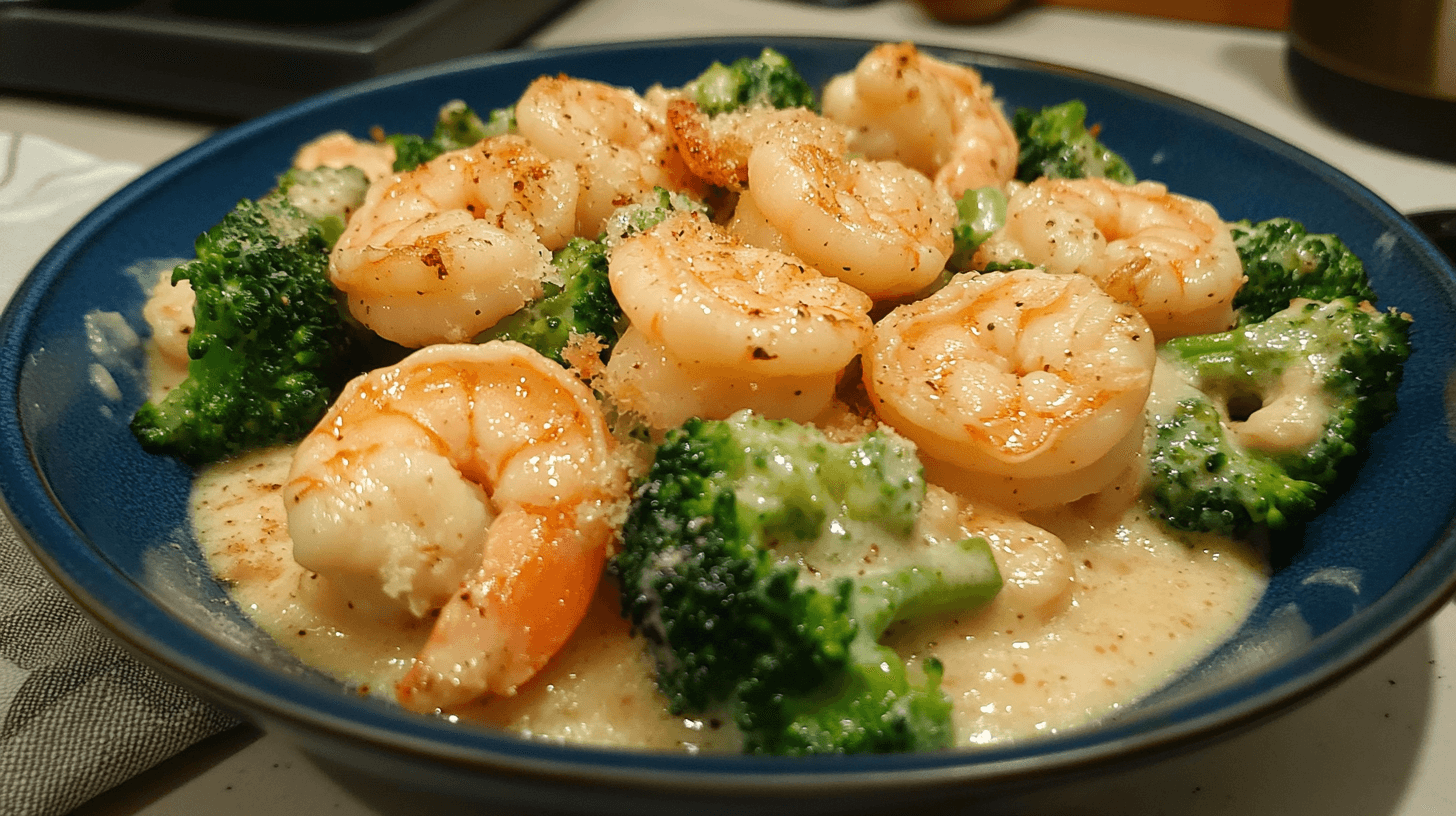 Shrimp Alfredo with Broccoli